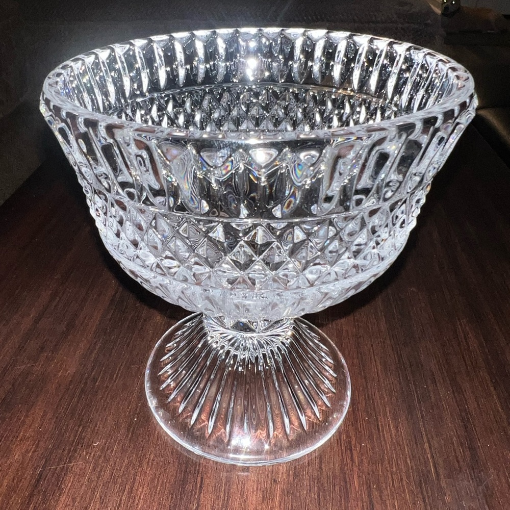 Vintage Fostoria Compote Pedestal  Lead Crystal Glass Bowl